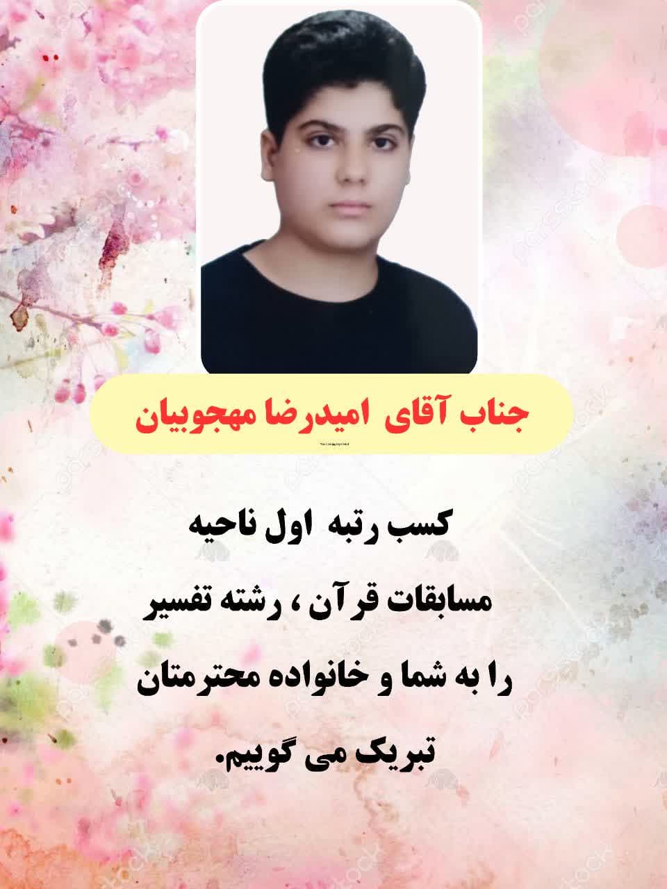 چهره های برتر مسابقات قرآن ناحیه ۳